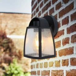 Revive Lighting Revive Outdoor Small Matt Black Wall Light With Seeded Glass Diffuser -Revive Lighting Shop RV7370 D4 460