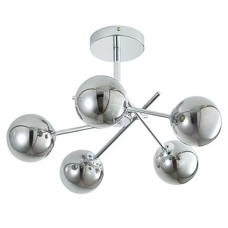 Revive Lighting Revive Chrome/Smoked Glass 5-Light Cross Arm Ceiling Light 2 Revive Lighting Revive Chrome/Smoked Glass 5-Light Cross Arm Ceiling Light - Image 2