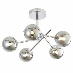 Revive Lighting Revive Chrome/Smoked Glass 5-Light Cross Arm Ceiling Light
