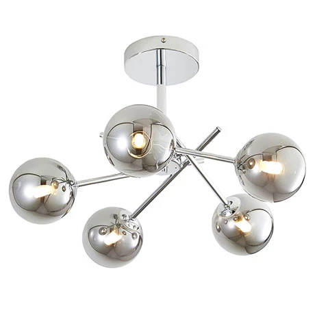 Revive Lighting Revive Chrome/Smoked Glass 5-Light Cross Arm Ceiling Light 1 Revive Lighting Revive Chrome/Smoked Glass 5-Light Cross Arm Ceiling Light