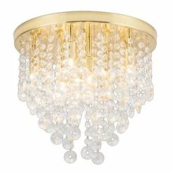 Revive Lighting Revive Brass 9 Light Round Flush Bathroom Ceiling Light