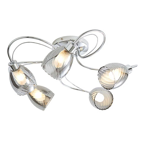 Revive Lighting Revive Chrome/Smoked Glass 5-Light Ceiling Light 1 Revive Lighting Revive Chrome/Smoked Glass 5-Light Ceiling Light