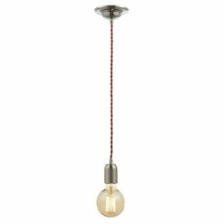 Revive Lighting Revive Red Braided Cable Pendant Light