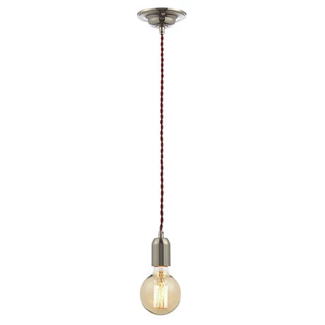 Revive Lighting Revive Red Braided Cable Pendant Light 1 Revive Lighting Revive Red Braided Cable Pendant Light