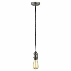 Revive Lighting Revive Pewter With Black Twisted Cable Pendant Light