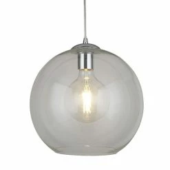 Revive Lighting Revive Clear Glass Ball Pendant Ceiling Light, 25cm