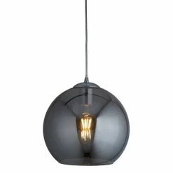 Revive Lighting Revive Glass Ball Pendant Light - Smoked Glass, 25cm