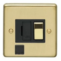 Revive Lighting Revive Switched Fused Spur With Flex Outlet Brushed Brass/Black