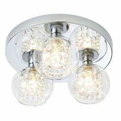 Revive Lighting Revive Chrome/Clear Glass 3-Light Flush Ceiling Light